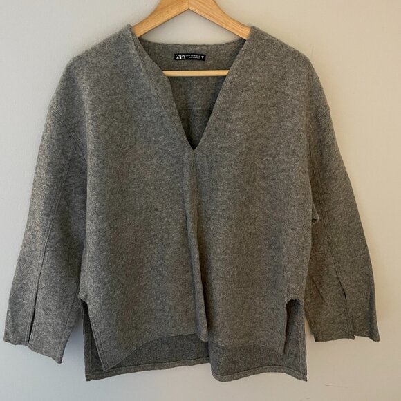Zara Gray Relaxed Wool Sweater Womens USA XS - Picture 1 of 6